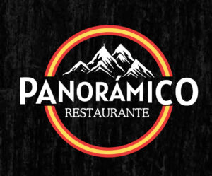 Logo del Restaurante Panorámico con montañas estilizadas en el fondo, indicando una vista panorámica o un ambiente montañoso