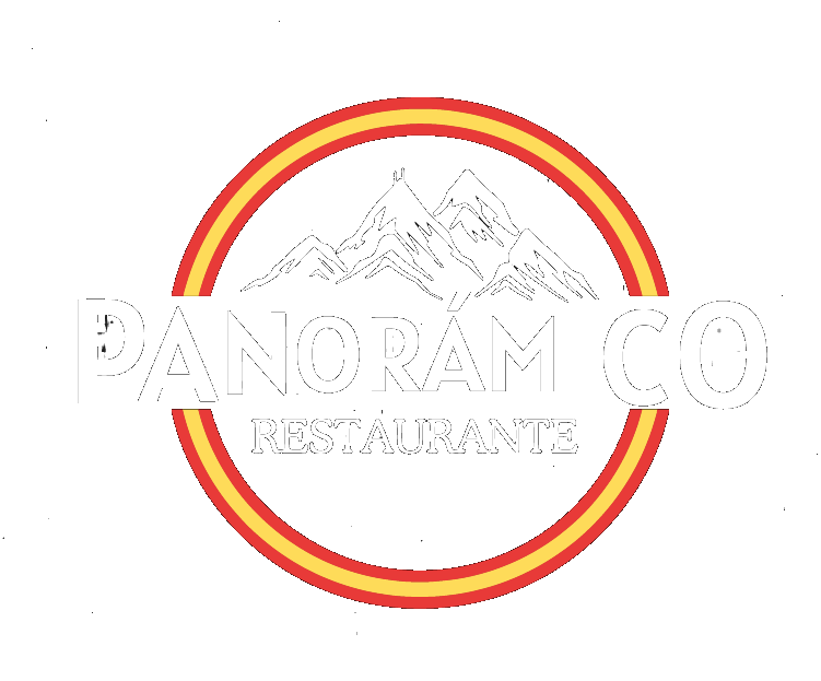 Logo del Restaurante Panorámico con montañas estilizadas en el fondo, indicando una vista panorámica o un ambiente montañoso